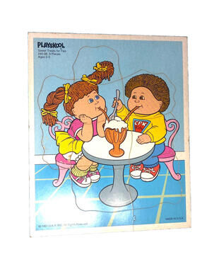 Vintage  Playskool Cabbage Patch Kids Wooden Board 9 Pc Read Description